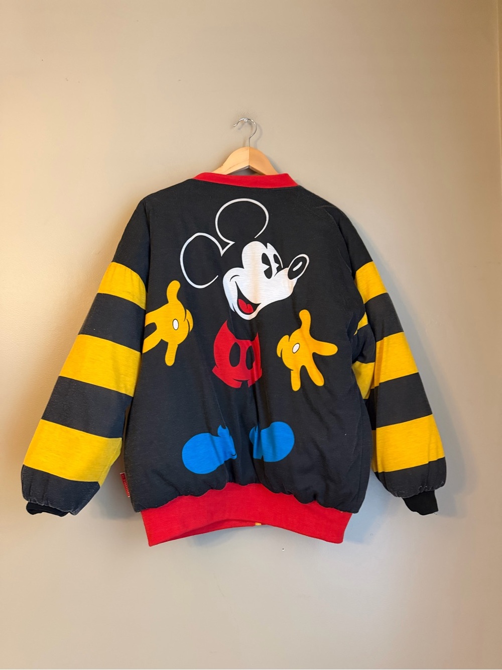 Vtg Mickey & Co DonnKenny Reversible Zip Up Sweatshirt Puffy All Over Print